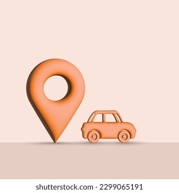 3D Location Pin with Car, Book Taxi, online booking, Delivery, 3d Icons
Vector Design Template 
