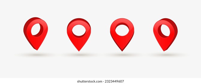 3d Location pin icon set. Map 3d pins , Isometric red map pointers. Collection of place marker icons in 3d modern. Vector illustration