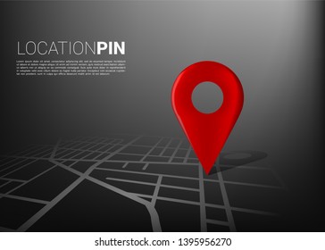 3D Location Pin Marker On City Road Map. Concept For GPS Navigation System Infographic