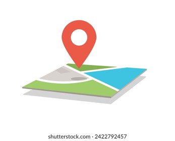 3D location pin on map glyph vector illustration