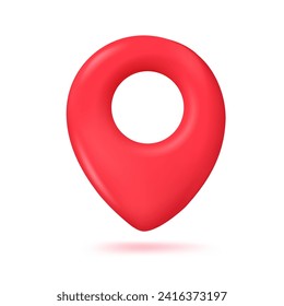 3D location pin. Red pin for tracking the location of the product at its destination. 3D Vector Illustration.