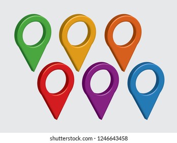3D location services colourful pins that can be placed on a map