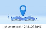 3d Locator mark on map and location pin or GPS navigation icon. 3d rendering. Vector illustration