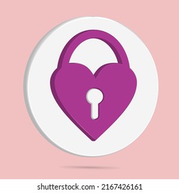 3D lock icon vector button illustration, with white and purple color, best for your property images