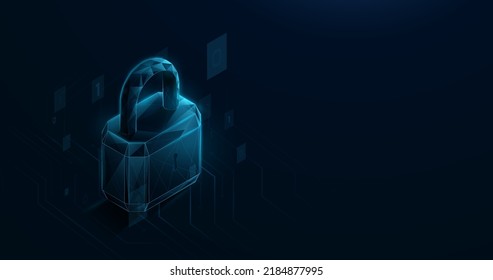 Almohadilla de bloqueo 3D. Tecnología de ciberseguridad y contexto de protección de redes. Ilustración del vector