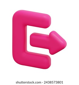 3d log out arrow vector icon. Isolated on white background. 3d arrow, direction and arrows concept. Cartoon minimal style. 3d exit arrows icon vector render illustration.