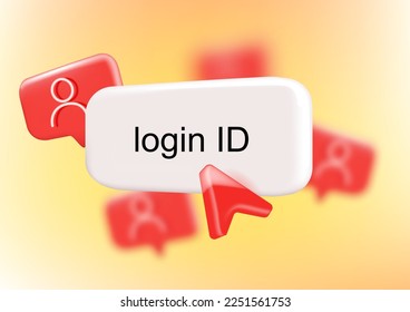3D-Login-Schaltfläche. Melden Sie sich für das Account-Konzept an. 3D-Darstellung. Vektorgrafik