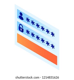 3d login register icon. Isometric of 3d login register vector icon for web design isolated on white background