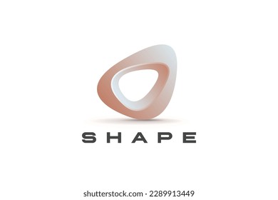 3D Logo Abstract Shape Design Vector Template.