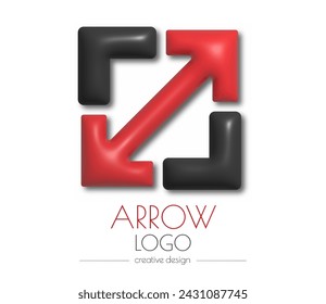 3d logo with an arrow. A template for a brand, sticker, sticker, or pictogram. Social network icon, identifier, corporate design idea
