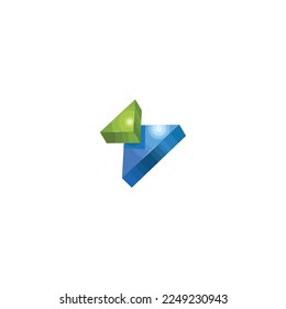 3D-Logo-blaue Dreiecke in entgegengesetzter Richtung