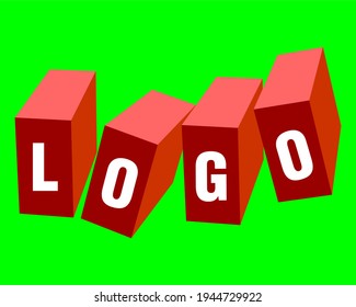 3d caja de logotipo para marca e identidad