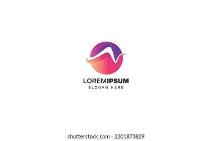 Círculo de logotipo 3D colorido. El diseño moderno y sencillo representa las letras abstractas A y N. ilustración vectorial