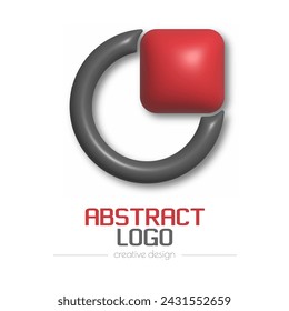 3d logo with circle and square. A template for a brand, sticker, sticker, or pictogram. Social network icon, ID, corporate design idea