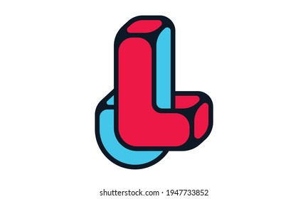 Un logo 3D con coloridas iniciales LJ o JL se ve divertido