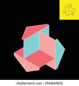 3d logo depicting three envelopes arranged to resemble a triangle. Vector logo with 3 soft colors in Eps 8.