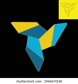 3d logo depicting three iron wings arranged to resemble a triangle. Vector logo with 3 soft colors in Eps 8.