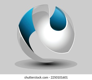 3d logo design ball circle gaming detailed x blue orange modern