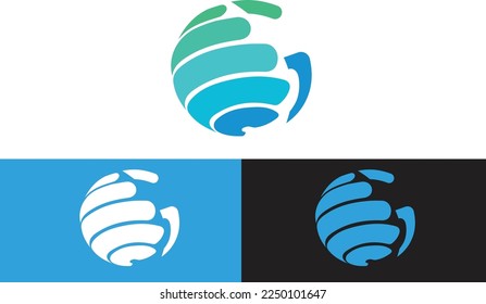 3D Logo Design-Ball-Kreis Gaming detailliert x blau orange modern