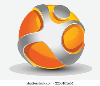 3d logo design ball circle gaming detailed x blue orange modern