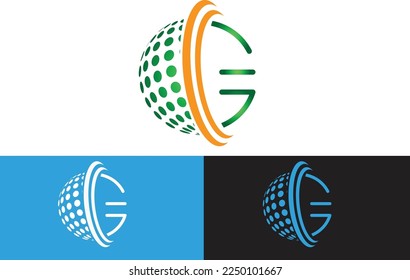 3d diseño logotipo bola de juego en círculo detallado x azul naranja moderno
