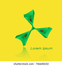 3D Logo Design , green concept, this logo is suitable for global company, world technologies, media and publicity agencies , vector isolated or yellow background