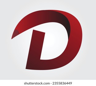 3D Logo Design letter D Gradient Red color  