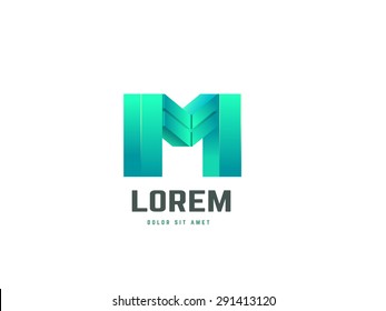 3D logo design, letter M. Trendy business concept logotype. Creative vector icon. 
