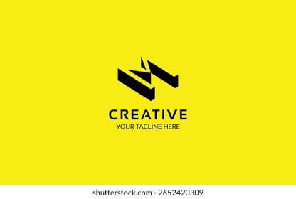 3D logo design template with letter M for your business or brand