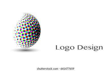 3D Logo Design , this logo is suitable for global company, world technologies, media and publicity agencies. Colorful abstract Vector illustration isolated or white background 