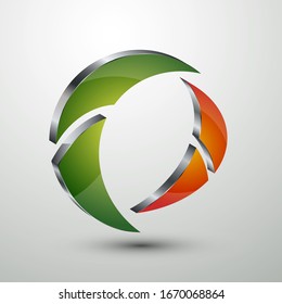  3D logo. Geometric figures divided into sections. Conceptual design.