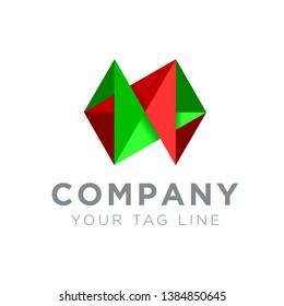 3D logo in green and red