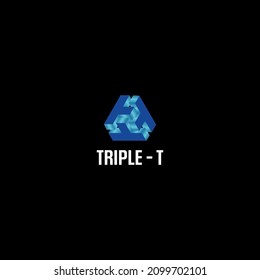 Abstrakte 3D-Logo-Illustration Triple T, elegant, stark und einzigartig
