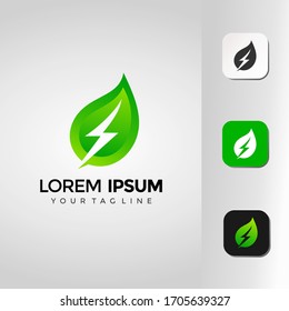 3D Logo Leaf Energy Vector Premium Template