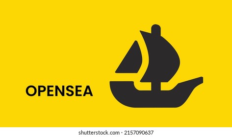 Logo 3D de Opensea que es un mercado libre de gas para las NFT en polígono. Crear, comprar, vender y subastar NFT en la cadena de bloques Polygon sin cargos. ilustración vectorial del espacio de copia del logotipo de opensea