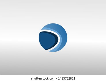 The 3d logo is round blue