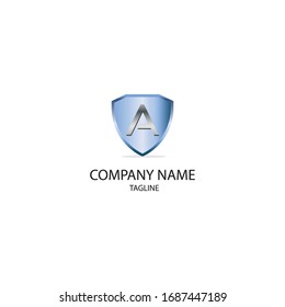 3D logo with shielding elements and initials A. Can be used for icons.