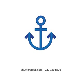 3d logo or sign of an anchor in blue color on a white background work. Vector illustration