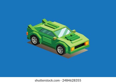 3D logo sport green car vector illustration 