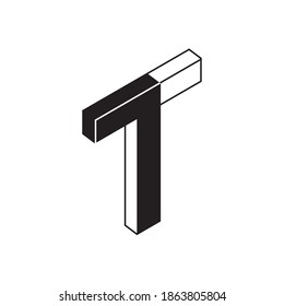 3d logo template. Letter t with numeral one. Simple logo for company.

