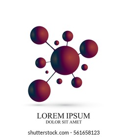 3D Logotype icon dna and molecule. Vector template Logo for medicine, science, technology, chemistry, biotechnology