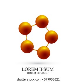 3D Logotype icon dna and molecule. Vector template Logo for medicine, science, technology, chemistry, biotechnology