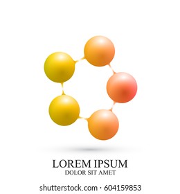 3D Logotype icon dna molecule. Vector template Logo for medicine, science, technology, chemistry, biotechnology