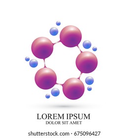 3D Logotype icon dna and molecule. Vector template Logo for medicine, science, technology, chemistry, biotechnology