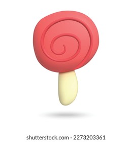 3D lollipop candy on white background. Plasticine cartoon style icon. Vector illustration design. 