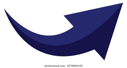 3D long arrow icon vector illustration. Long arrow icon vector, silhouette. Blue long 3D Arrow vector sign. Vector set of trendy long arrow icon isolated on white background.