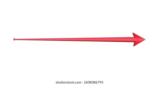 3d long red arrow pointing right left up or down for direction indication.