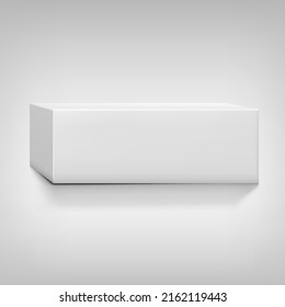 3D Long White Cardboard Package Box With Shadow. EPS10 Vector