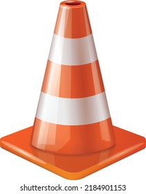 Diseño gráfico vectorial de diseño de conos de seguridad vial con aspecto 3D señal de seguridad vial