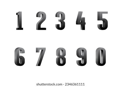 3d looking numbers with gradient effect vecto art